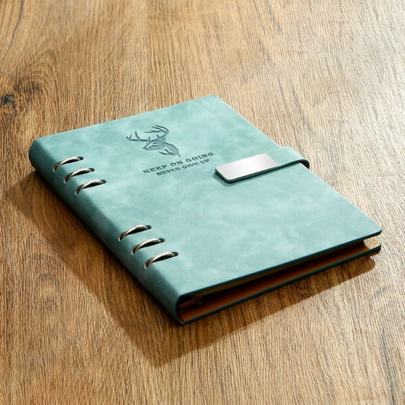 ROLKFUK A5 Loose Leaf Notebook, 200 Pages Large Capacity Refillable Binder Notebook with Faux Leather Matte Cover, Detachable, 360° Flat Lay for Work Study Journal Planner