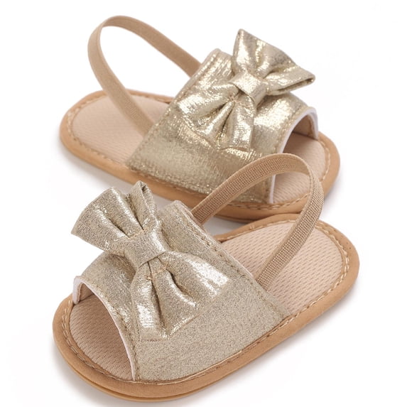ROLKFUK Baby Girls Sandals, Open Toe Soft Sole Non Slip Lightwight Summes Shoes Gold Size 12