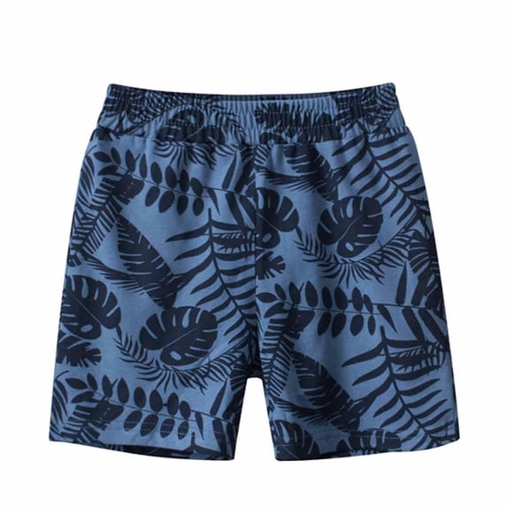 ROLKFUK Boys Casual Shorts- Cotton Fathion Striped Lightweight Elastic Waist Boys Summer Shorts Blue Size 2-3 T