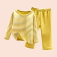thumbnail image 1 of ROLKFUK Boys Girls Pajama Sets, 2 Piece Thickened Comfy Fall Winter Sleepwear Yellow Size 3-4 T, 1 of 4
