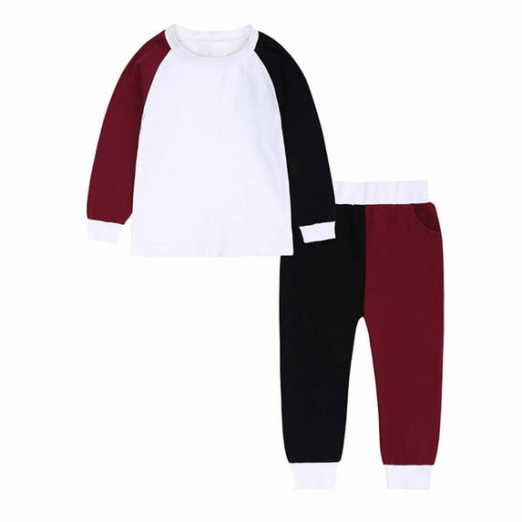 ROLKFUK Boys Girls Pajama Sets, Soft Cotton 2 Piece Fall Winter Sleepwear Red Size 9-12 Months
