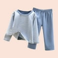 thumbnail image 1 of ROLKFUK Boys Girls Pajama Sets, Thickened 2 Piece Comfy Fall Winter Sleepwear Blue Size 10-11 T, 1 of 4