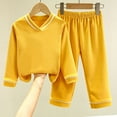 thumbnail image 1 of ROLKFUK Boys Girls Pajama Sets, Thickened 2 Piece Comfy Fall Winter Sleepwear Yellow Size 10-11 T, 1 of 3