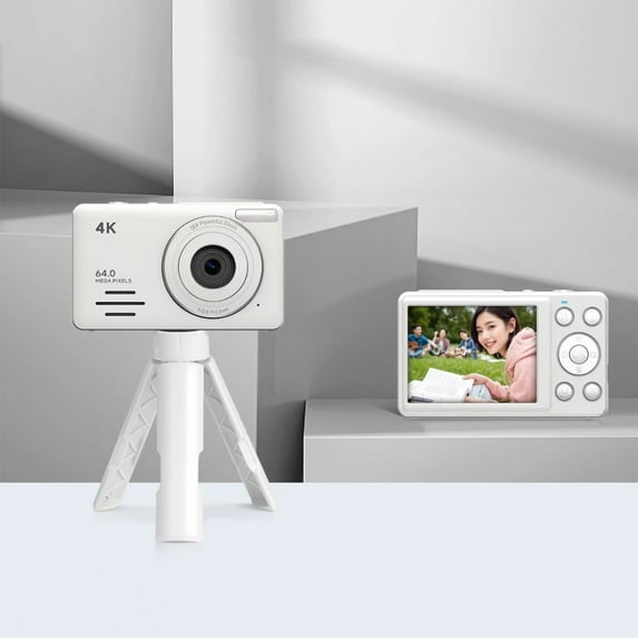 ROLKFUK Digital Camera,64MP HD 1080p Camcorder Video Recorder,Kids Camera for 6-12,Pocket Mini Point-and-Shoot with SD Card,Tripod,on Save for Gifts