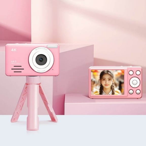 ROLKFUK Digital Camera HD 1080p 64mp-Video Recorder,Camcorder,Kids Camera 6-12,Portable Pocket Mini,Tripod Mount,SD Card-for Gifts,on Save