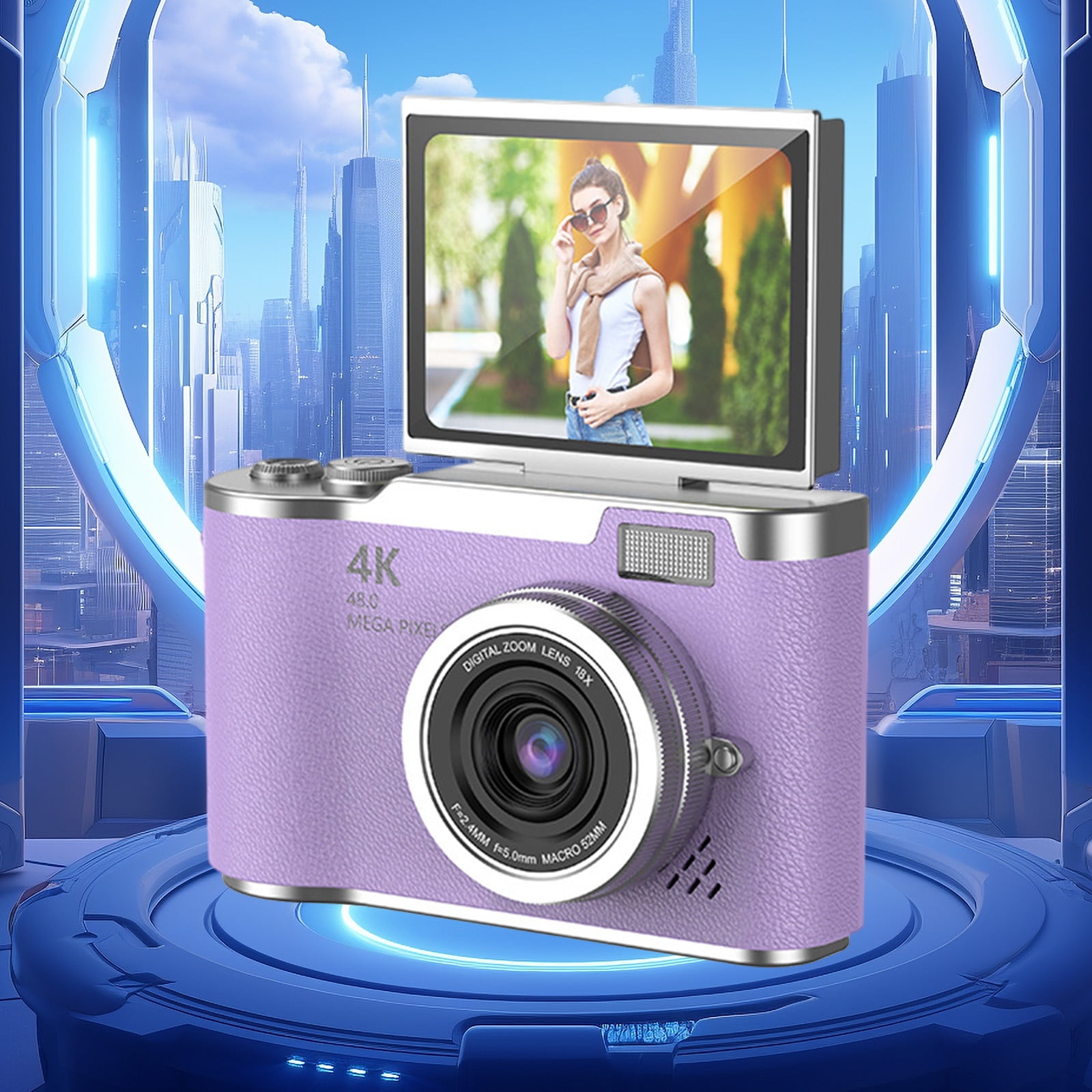 ROLKFUK Digital Camera-HD 1080p/720p Camcorder,Video Recorder with Night Vision,Portable Mini Pocket Point-and-Shoot for Kids,Home Movies,Vlogging,Indoor Use