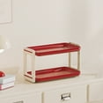 thumbnail image 1 of ROLKFUK Organizing Racks Double Layer Plastic Rack - Kitchen Spice & Bathroom Organizer, Drainage Holes, Easy Assembly, Red, 1 Pc, 1 of 6