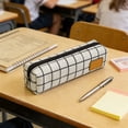 thumbnail image 1 of ROLKFUK Flat Pencil Pouch Slim Canvas Zipper Pen Case Minimalist Stationery Organizer for Adults Office Sch-ool White, 1 of 7