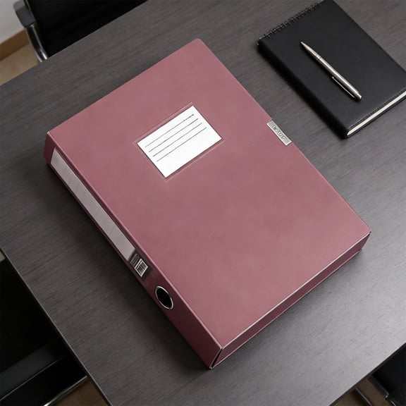 ROLKFUK Foldable Letter Size File Box, Collapsible Plastic Document Case with Label Holder, Slim 2cm, Wine Red, Stackable Home Office Organizer