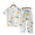 thumbnail image 1 of ROLKFUK Girls Boys Pajama Sets, Cotton Short Sleeve Elastic Waist Printed Casual Loungewear White Size 6-7 T, 1 of 4