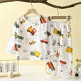 thumbnail image 1 of ROLKFUK Girls Boys Pajama Sets, Long Sleeve Elastic Waist Printed Cotton Casual Loungewear Yellow Size 5-6 T, 1 of 3