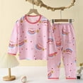 thumbnail image 1 of ROLKFUK Girls Boys Pajama Sets, Long Sleeve Printed Cotton Elastic Waist Casual Loungewear Pink Size 5-6 T, 1 of 4