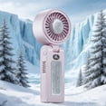 thumbnail image 1 of ROLKFUK Handheld Fan with Semiconductor Ice Cooling, USB Rechargeable Foldable Digital Display High-Speed Portable Fan for Travel, Pink, 1 of 8