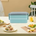 thumbnail image 1 of ROLKFUK Japanese Bento Box, 2 Compartment Leakproof Lunch Box - Wheat Straw, Microwave & Dishwasher Safe, for Adults ki-ds Stu-dents, Portable Work Picnic Meal Prep (Blue), 1 of 6