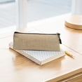 thumbnail image 1 of ROLKFUK Large Capacity 3D Triangular Canvas Pencil Case - Waterproof, Stain-Resistant, Sch-ool & Office Stationery Organizer for Stu-dents, Beige, 1 of 6