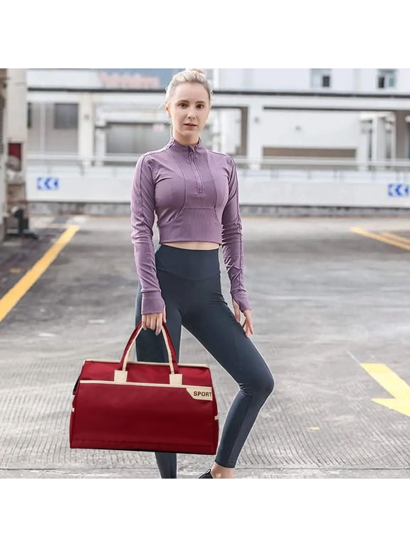 Large Capacity Gym Travel Duffel Bag Waterproof Weekender Overnight Bag for Men Women Carry On Luggage Fit Locker Duffle Bags Red