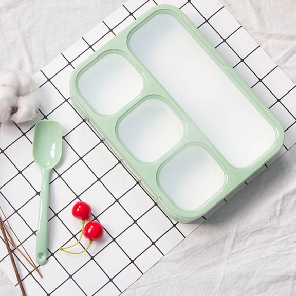 ROLKFUK Leakproof Bento Box 34 oz - Microwave Safe, Multi Compartment Lunch Box for ki-ds & Adults, Food Grade Plastic, Portable Green Lunch Container