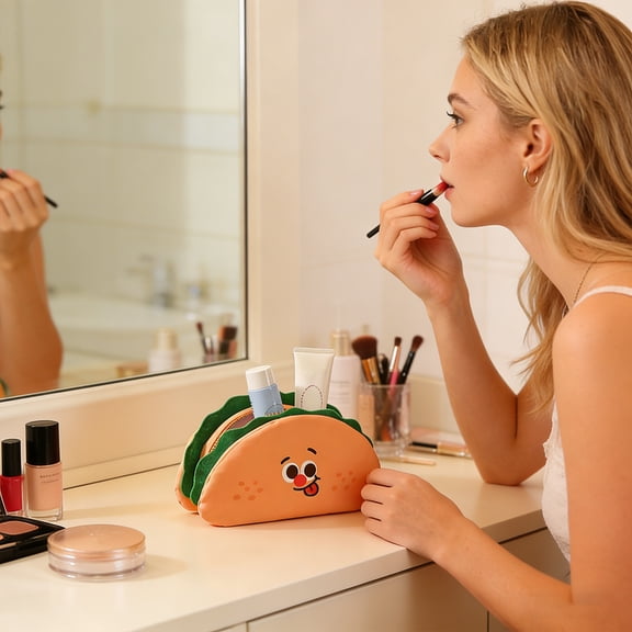 ROLKFUK Makeup Bag Large Capacity Waterproof Portable Travel Cosmetic Case Multi-functional Pouch Organizer for Small Items Storage