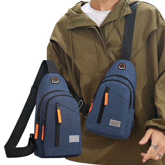 ROLKFUK Mens Sling Bag Crossbody Chest Pack USB Charging Port Waterproof Lightweight Travel Daypack Hiking Shoulder Bag
