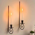 thumbnail image 1 of ROLKFUK Metal Wall Candle Sconces, Black Wrought Iron Modern Farmhouse Single Arm Sconce Holder, Easy Install One Screw Mount for Living Room Fireplace Wedding Decor, 1 of 8