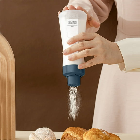 ROLKFUK Organizing Racks 350ml Plastic Seasoning Shaker & Syrup Dispenser with Dust Cap, Even Discharge for Sugar/Cinnamon, Food-Safe Blue Kitchen Jar for Cake, Breakfast, Pasta