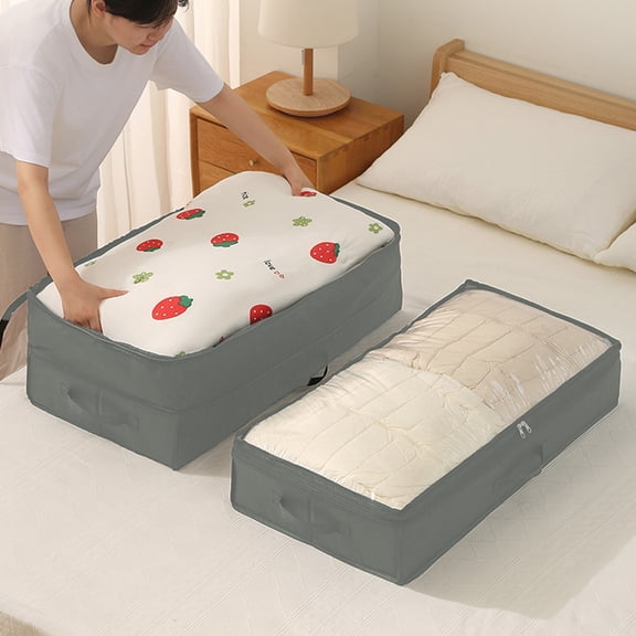 ROLKFUK Organizing Racks Compressible Christmas Tree & Comforter Storage Bag, Large Capacity with Sturdy Handles, Breathable Gray Fabric - Space Saving Foldable for Bedding & Holiday Decor