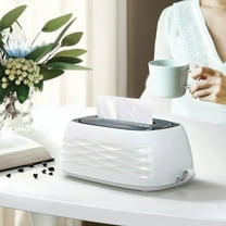 ROLKFUK Organizing Racks Decorative Tissue Box Holder - Eco-Friendly Plastic White, Desktop/Wall-Mounted for Living Room Bedroom, Elegant Transparent Pattern, Spacious Storage, 9.1x5.4x3.9in