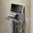 thumbnail image 1 of ROLKFUK Organizing Racks No Drill Hair Dryer Wall Mount 11lbs - with Hooks & Phone Holder, Space Saving Gray Plastic, 1 of 6