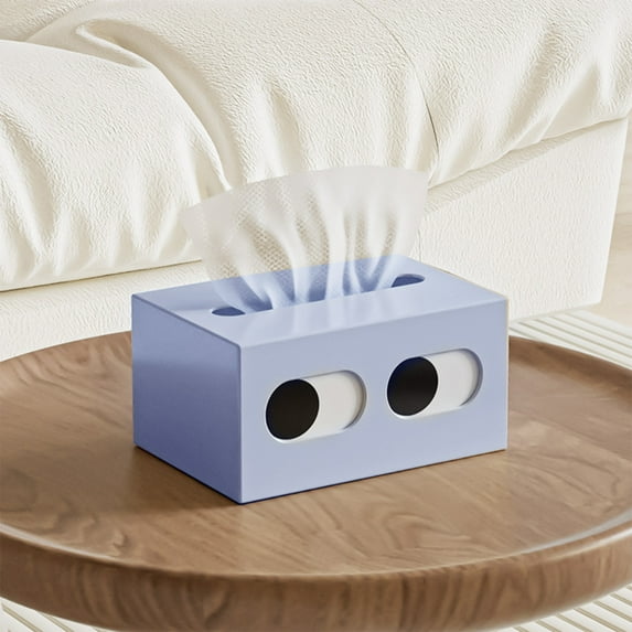 ROLKFUK Organizing Racks Plastic Drawer-Style Tissue Box Holder, Cute Cartoon - Easy to Clean for Dressing Table & Car (Blue)