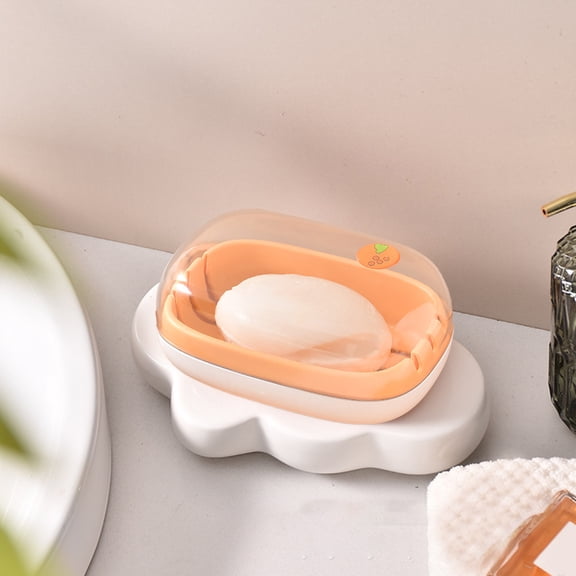 ROLKFUK Portable Double Layer Soap Box with Lid Draining Soap Container Holder for Travel Bathroom Gym Laundry Dorm Sturdy Plastic Soap Saver Orange