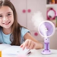thumbnail image 1 of ROLKFUK Portable Handheld Misting Fan With Light, USB Rechargeable Personal Cooling Fan 3 Speeds 90° Tilt, Mini Travel Fan For Outdoor Camping Beach Office Desk, Purple, 1 of 5