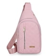 thumbnail image 1 of ROLKFUK Sling Crossbody Bag for Women, Multi Pocket Lightweight Chest Bag, Pink, 1 of 5