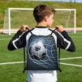 thumbnail image 1 of ROLKFUK Soccer Print Drawstring Backpack Lightweight Water Resistant Sports Gym Bag for Sch-ool Travel Soccer Practice, 1 of 6