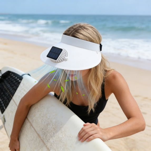 ROLKFUK Solar Fan Hat with USB Charging, Adjustable Cooling Cap for Outdoor Fishing Gardening, Lightweight Hands-Free Sun Hat with Safety Guard, Removable for Easy Cleaning