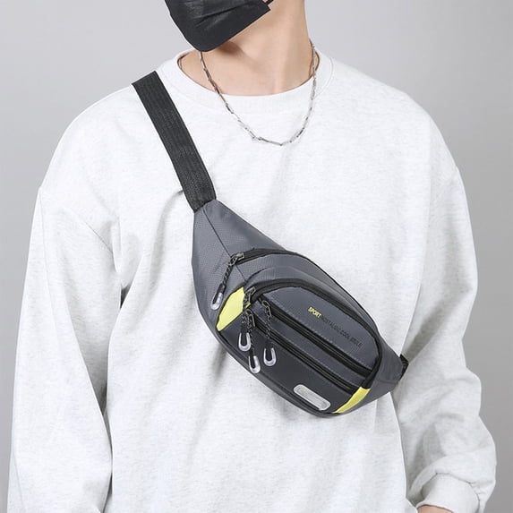ROLKFUK SportStastic Mens Crossbody Sling Bag Small Lightweight Waterproof Nylon Chest Pack for Travel Running Daily Commute with Headphone Port