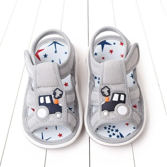 ROLKFUK Toddler Boys Sandals, Soft Sole Non Slip Open Toe Lightwight Summes Shoes Gray Size 24