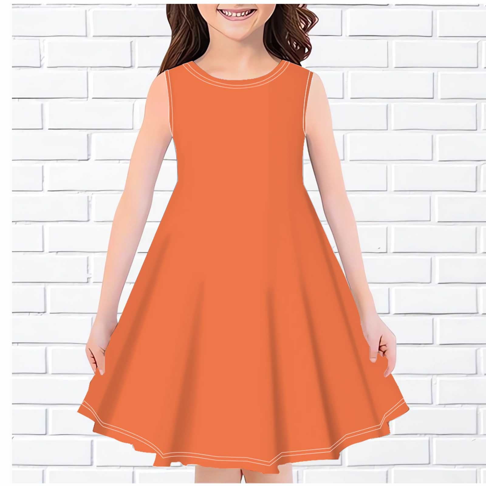 Cethrio Toddler Girls Casual Dresses, Sleeveless Solid Color Crew Neck ...