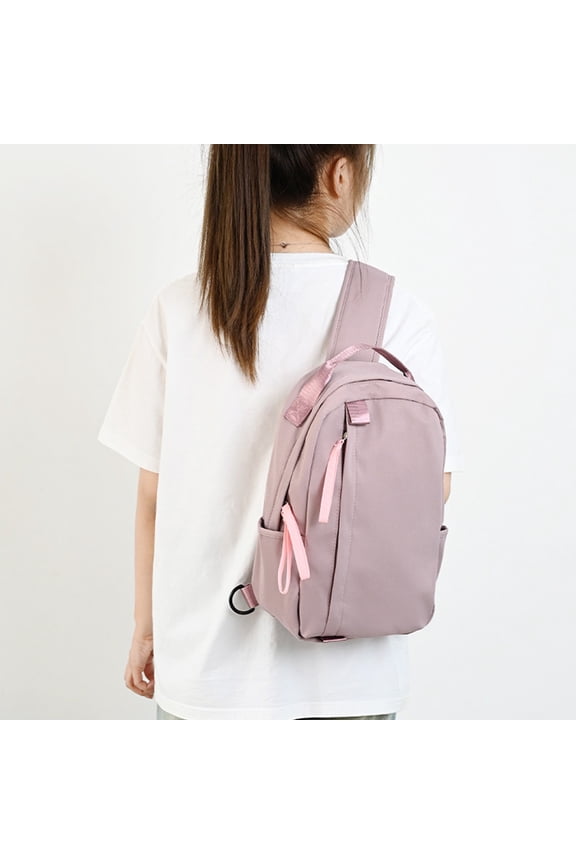 Unisex Crossbody Bag for Travel, Outdoor & Cycling - Nylon Chest Bag with Adjustable Strap, Spacious Small Backpack, Purple