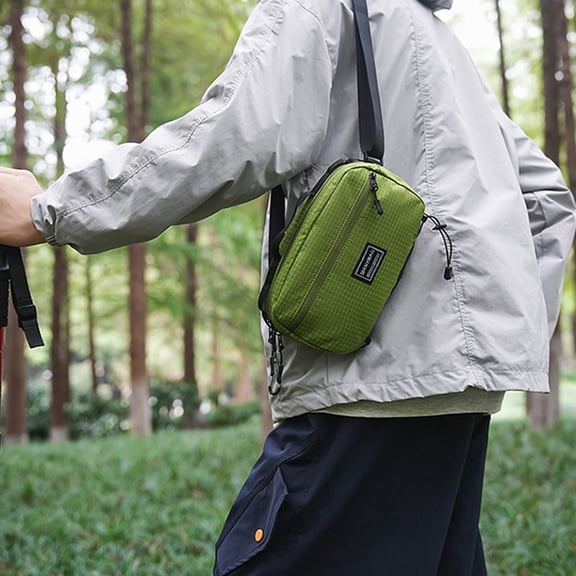 ROLKFUK Vagabond Voyage Ultra Lightweight Sling Bag for Men Women, Water Resistant Nylon Chest Pack Crossbody Purse Fanny Pack for Travel Hiking Everyday Casual, Green