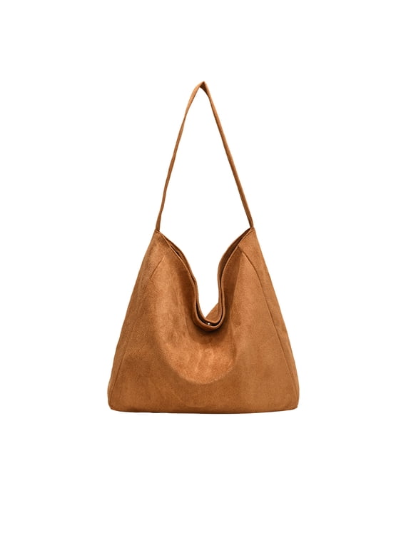 Womens Faux Suede Tote Bag Slouchy Lightweight Large Capacity Brown Shoulder Bag Everyday Handbag Purse With Adjustable Strap Fits All Essentials Casual Chic