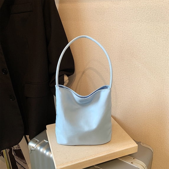 ROLKFUK Womens Lightweight Foldable Small Tote Bag - Polyester Shoulder Shopping Handbag for Everyday Use, Blue