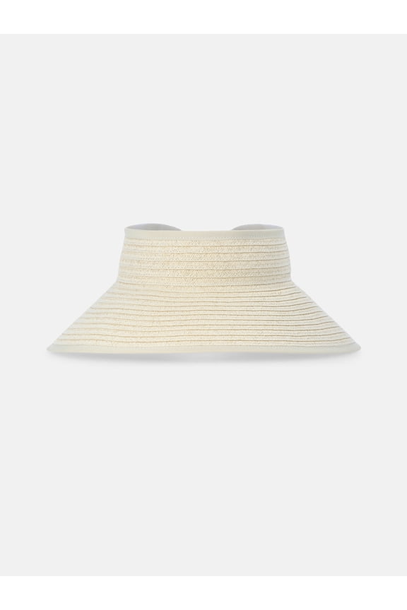 Women's Lightweight Packable Straw Visor Hat, Light Natural