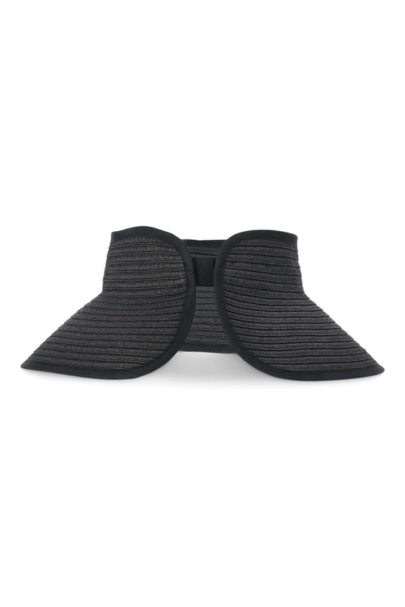 Women's Packable Straw Visor Hat, Black