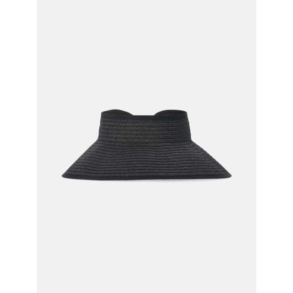 Time and Tru Women's Packable Straw Visor Hat, Black