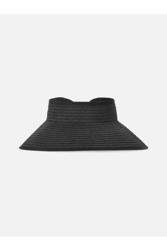 Women's Packable Straw Visor Hat, Black