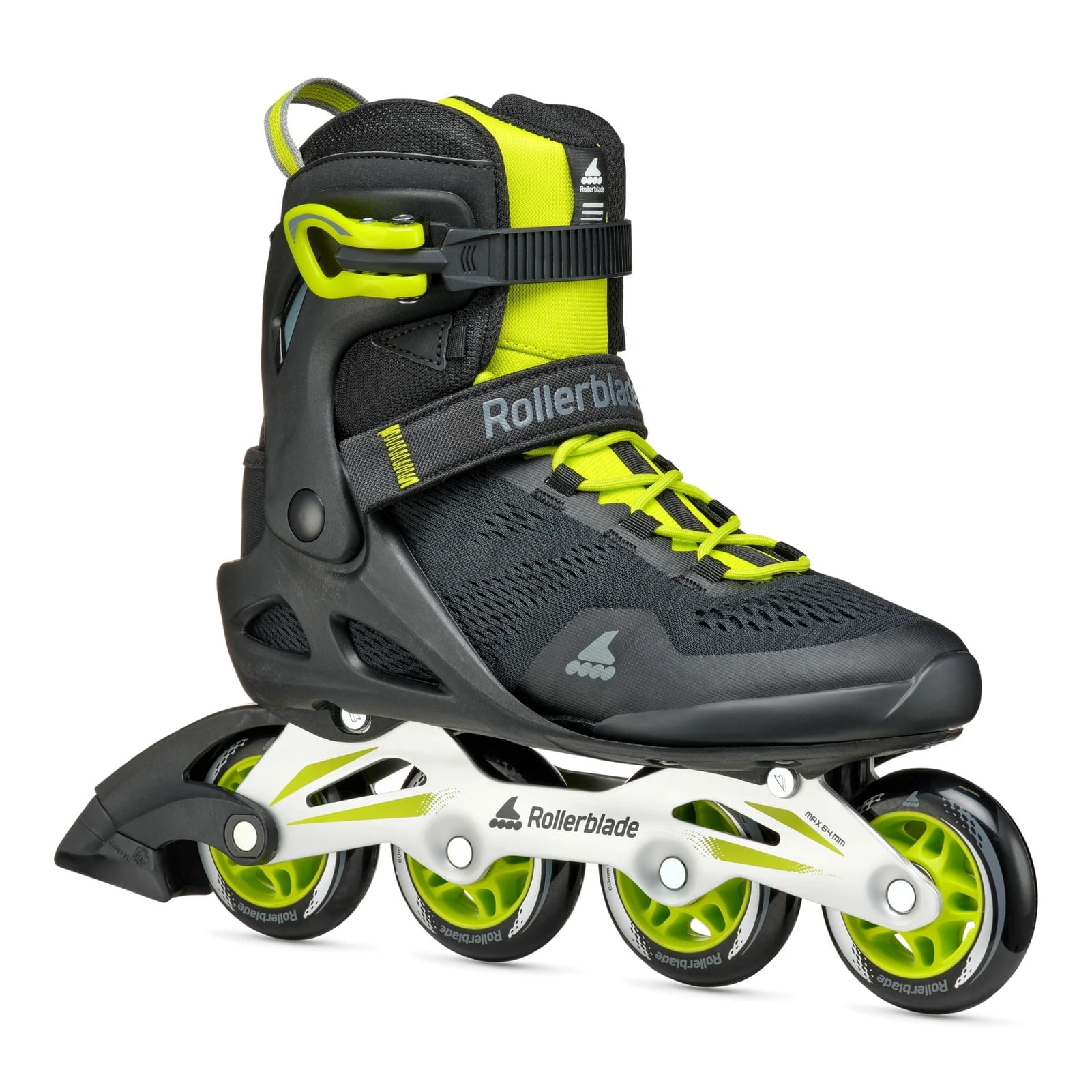 ROLLERBLADE Adult Male Macroblade 80 Inline Skates, Color: Black/Lime, Size: 10/10.5