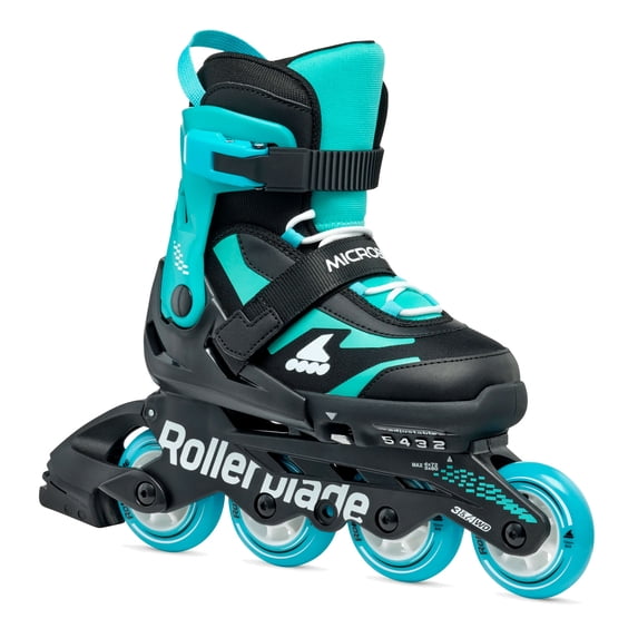 ROLLERBLADE Kids' Microblade Skates, Color: Black/Light Blue, Size: 5-8