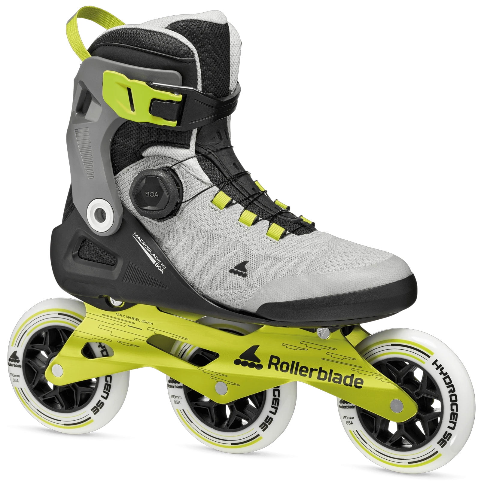 ROLLERBLADE Men's Macroblade 110 BOA Black/Gray/Lime Inline Skates, Size: 6/6.5