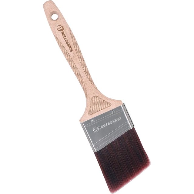 ROLLINGDOG Cutting in Paint Brush 2.5 Inch with Laser Engraved Beech Wooden Handle, No loss