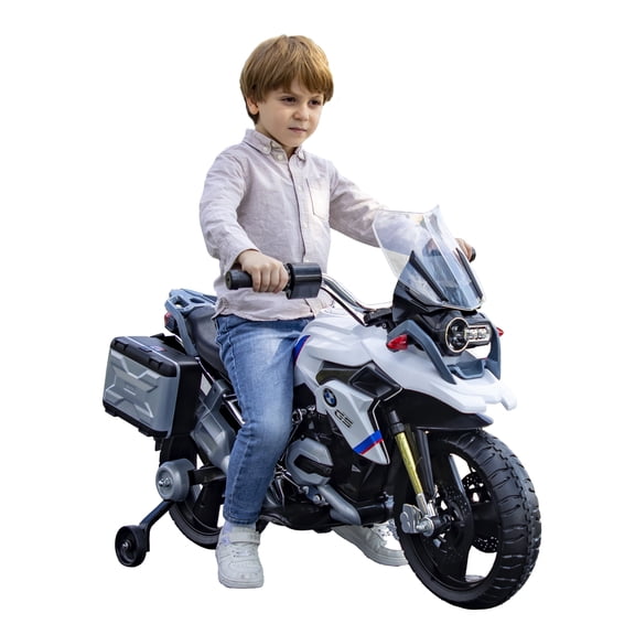 Rollplay Premium Electric Motorcycle, for Children from 3 Years, Up to Max. 77lbs, 12 Volt Battery, Up to 3 mph, Radio, MP3, BMW R1200 GS Motorcycle Adventure